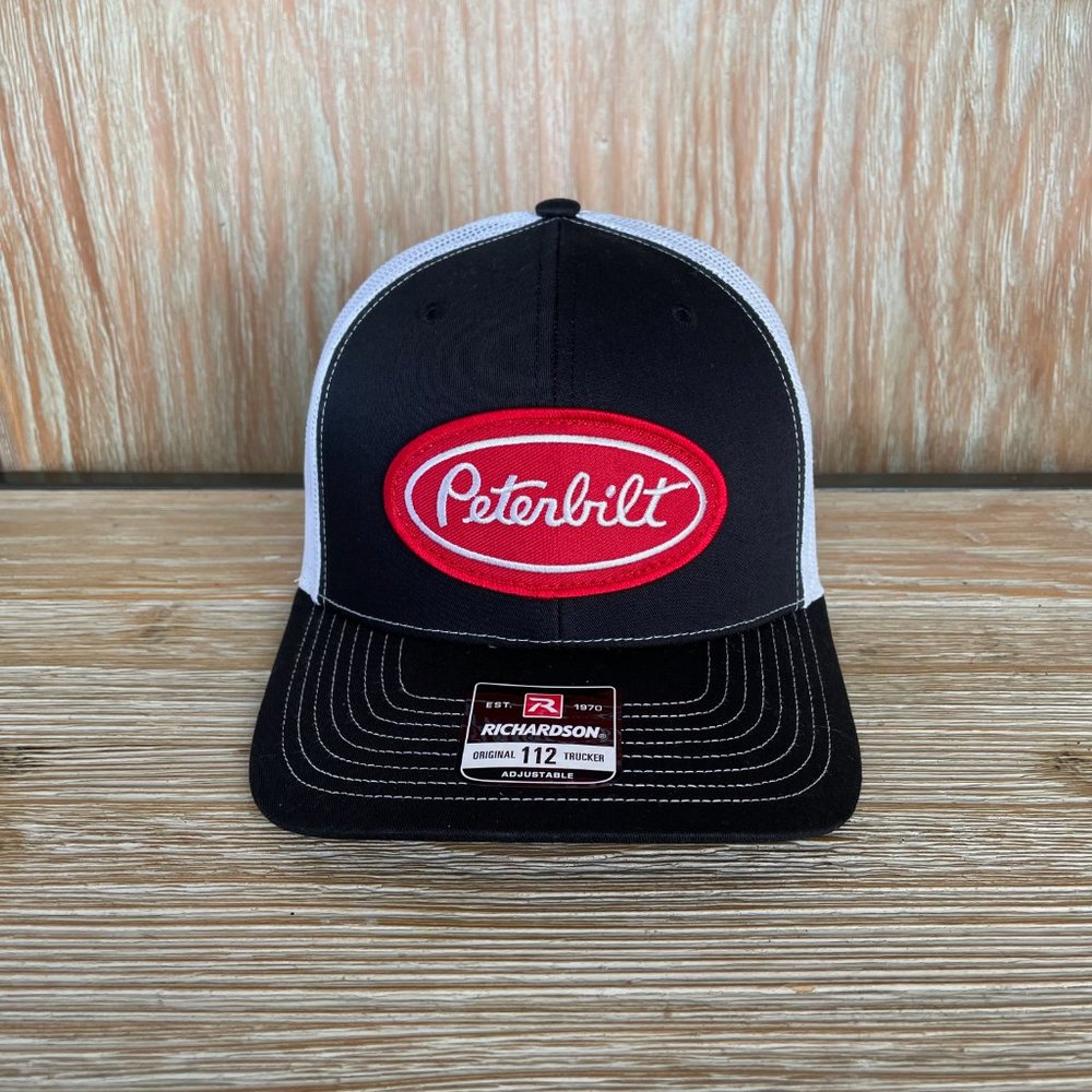 Peterbilt Vintage Patch Hat - Richardson 112 Black & White Trucker Cap - Picture 3 of 11